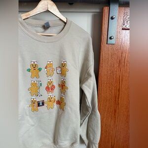Gingerbread Graphic Beige Crewneck
